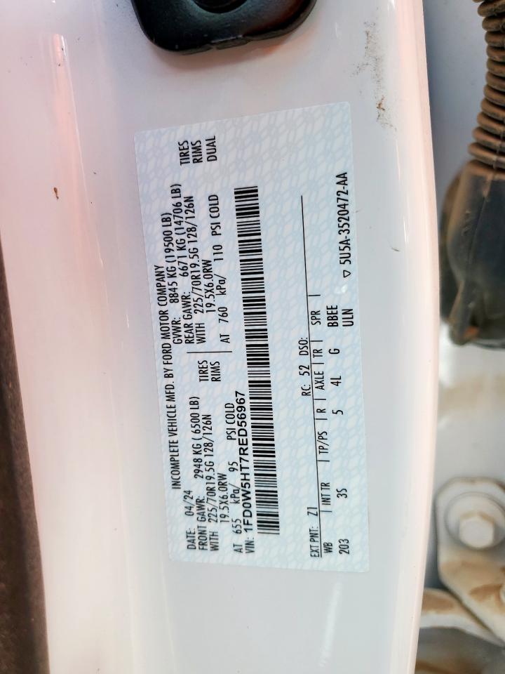 2024 Ford F550 Super Duty VIN: 1FD0W5HT7RED56967 Lot: 53798805