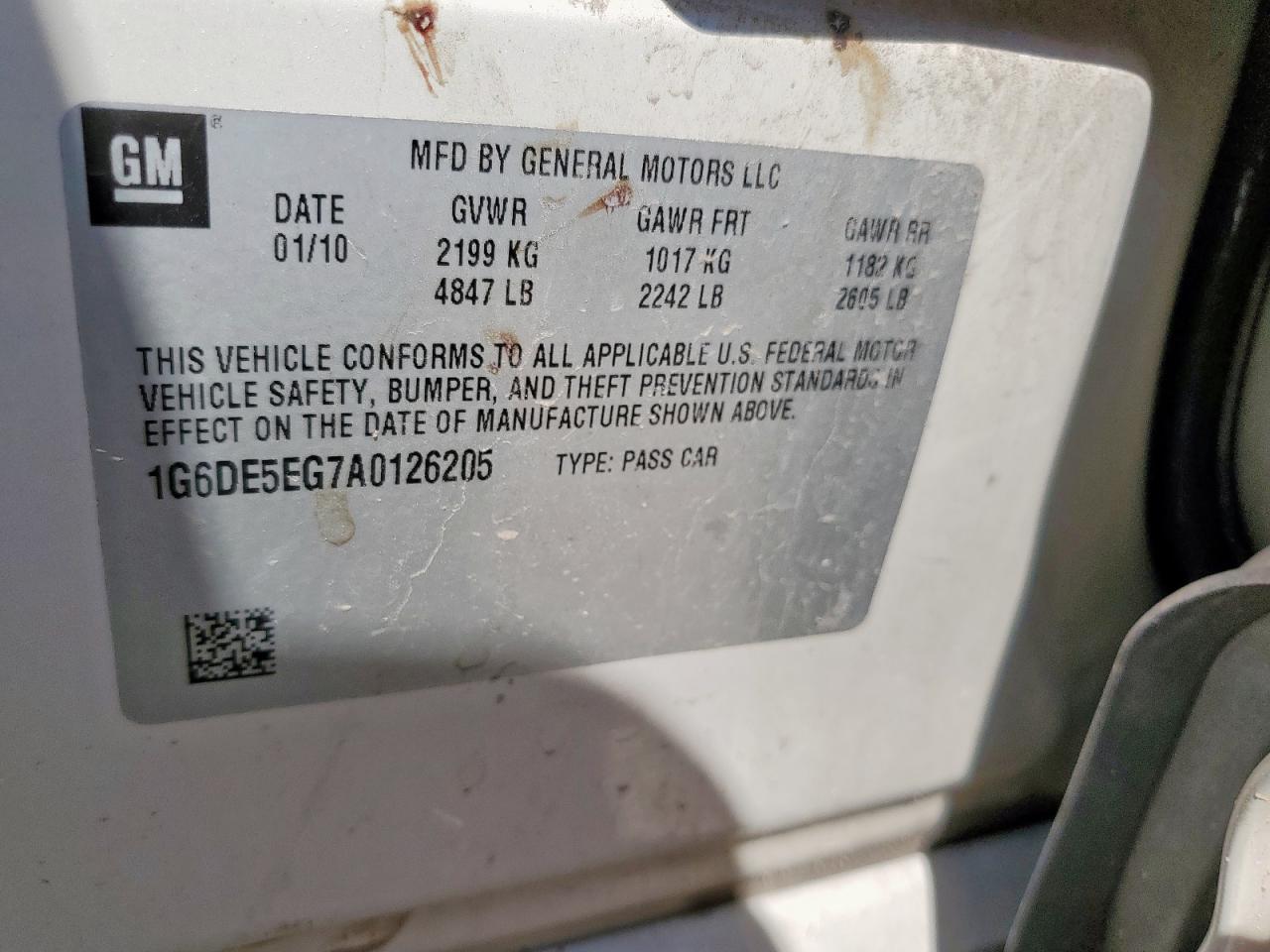 2010 Cadillac Cts Luxury Collection VIN: 1G6DE5EG7A0126205 Lot: 57298035