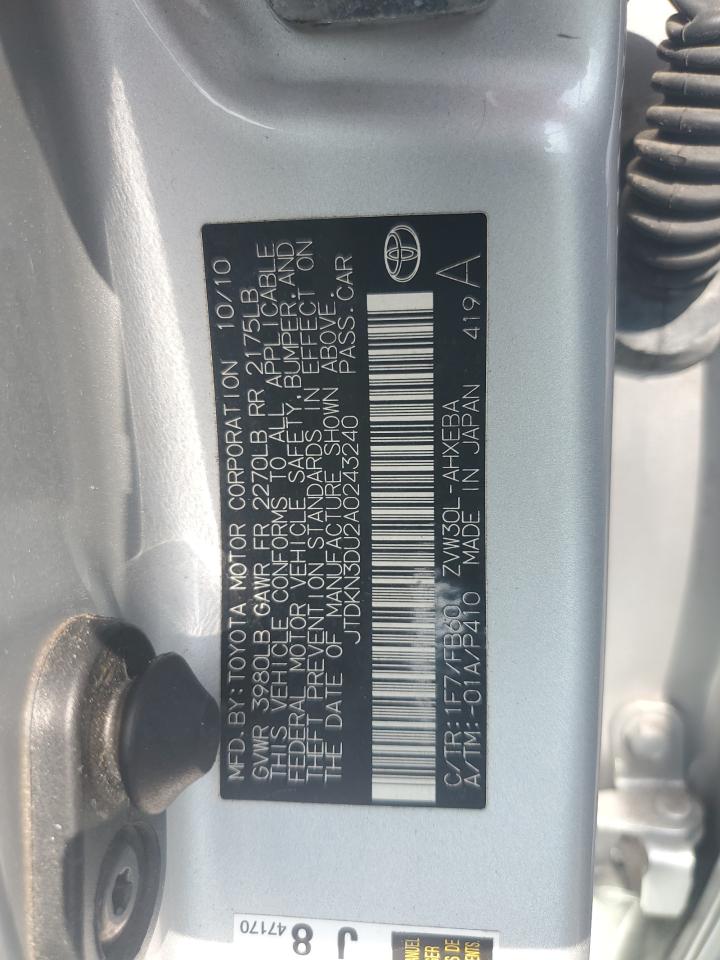 2010 Toyota Prius VIN: JTDKN3DU2A0243240 Lot: 55899945