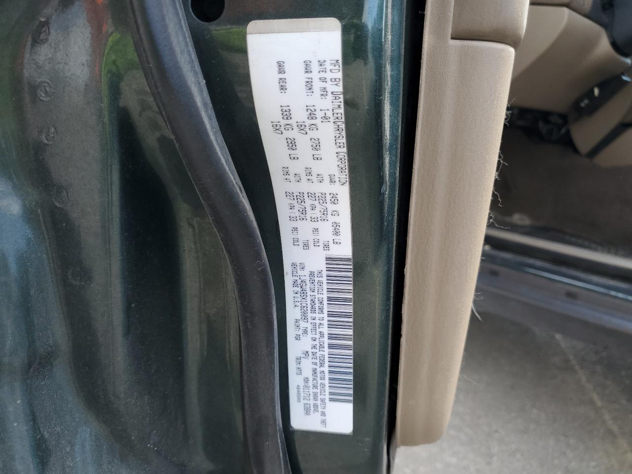 2001 Jeep Grand Cherokee Laredo VIN: 1J4GW48SX1C620097 Lot: 56902055