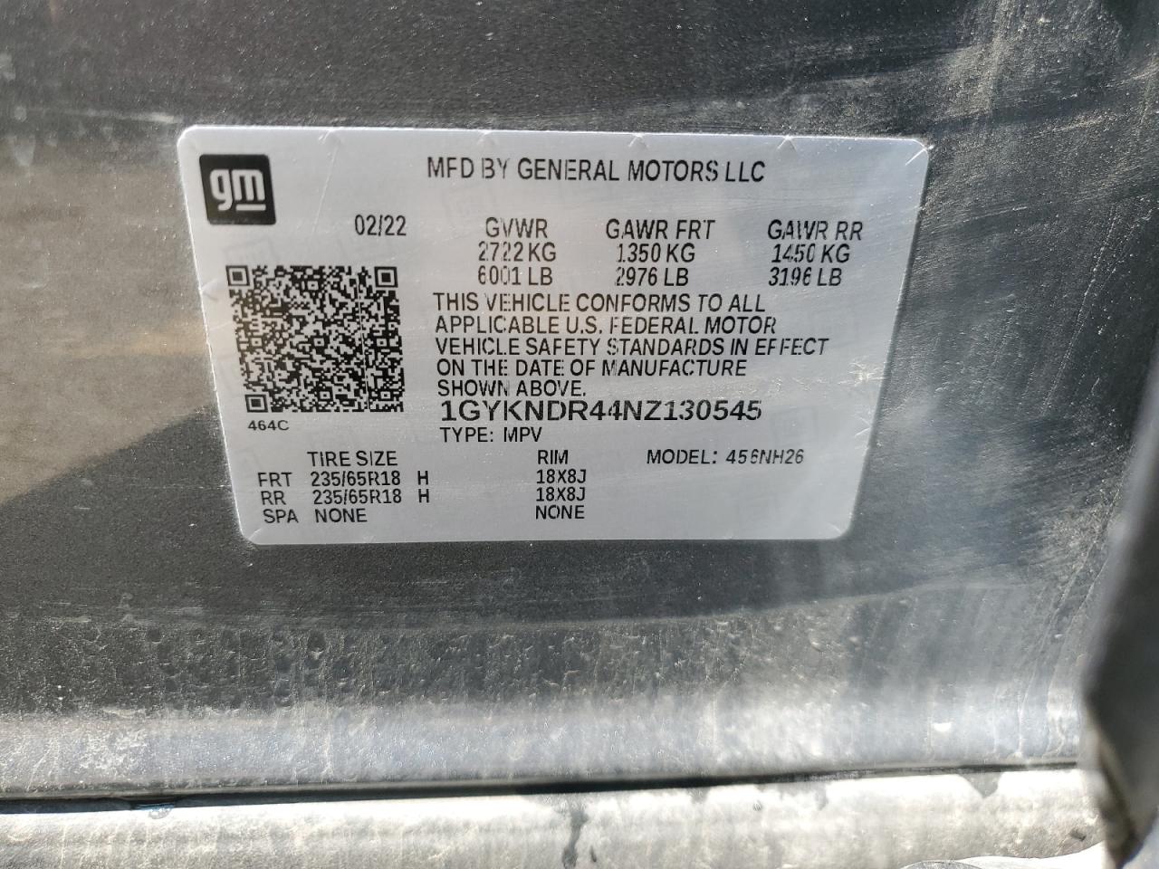 2022 Cadillac Xt5 Premium Luxury VIN: 1GYKNDR44NZ130545 Lot: 57099435