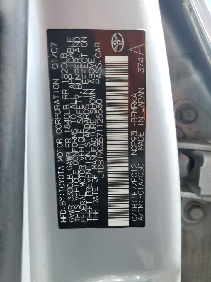 2007 Toyota Yaris VIN: JTDBT903571125580 Lot: 56263915