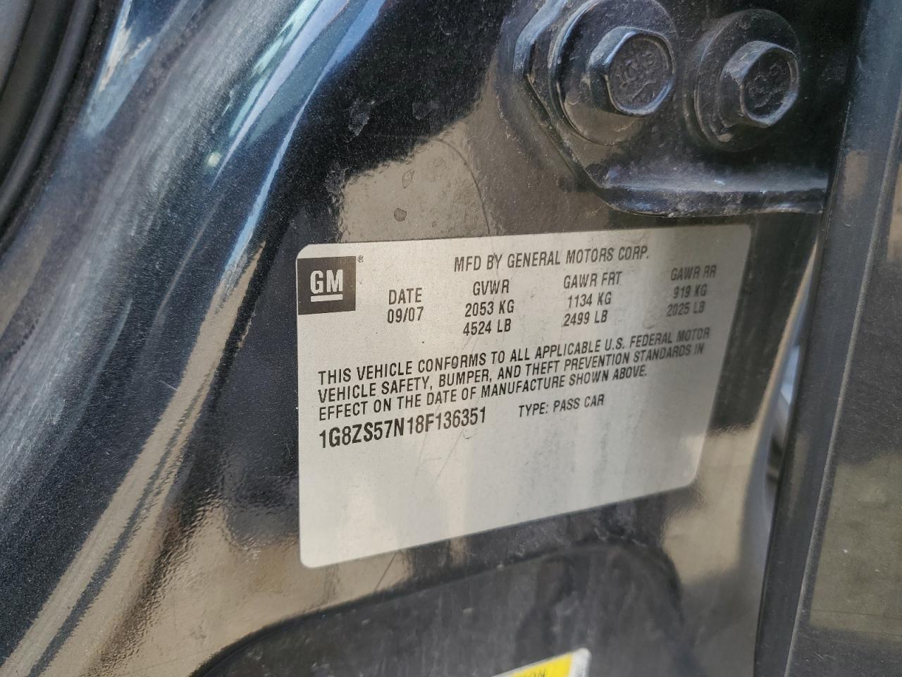 2008 Saturn Aura Xe VIN: 1G8ZS57N18F136351 Lot: 56362635