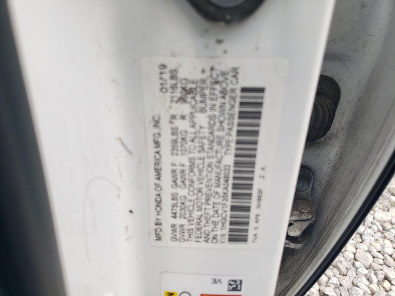 2019 Honda Accord Sport VIN: 1HGCV1F35KA048033 Lot: 56605655