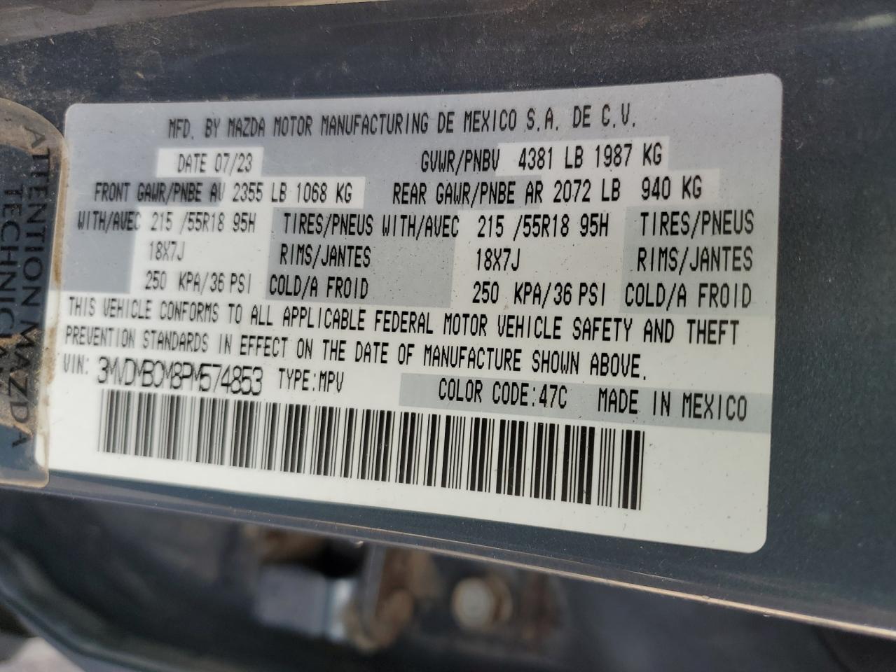 2023 Mazda Cx-30 Preferred VIN: 3MVDMBCM8PM574853 Lot: 57508895