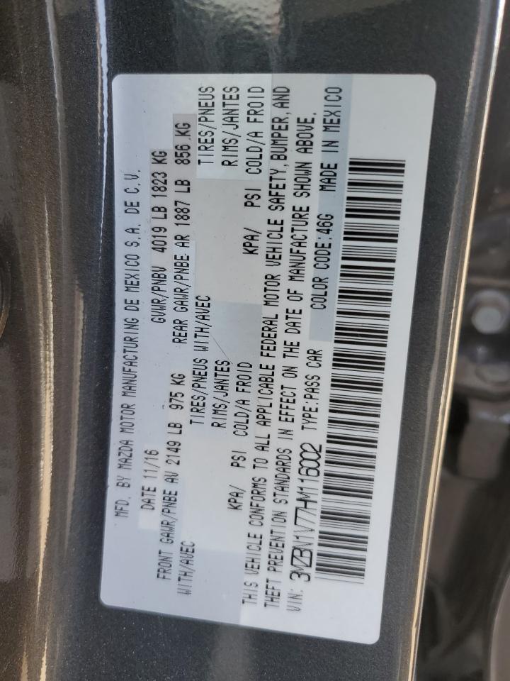 2017 Mazda 3 Touring VIN: 3MZBN1V77HM116002 Lot: 57122085