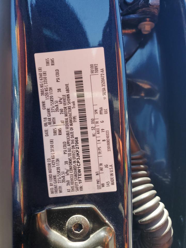 2018 Ford F150 Supercrew VIN: 1FTEW1CP3JKF27068 Lot: 57019405