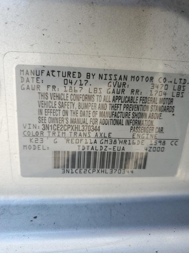 3N1CE2CPXHL370344 2017 Nissan Versa Note S