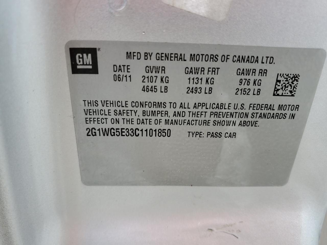 2012 Chevrolet Impala Lt VIN: 2G1WG5E33C1101850 Lot: 58770115