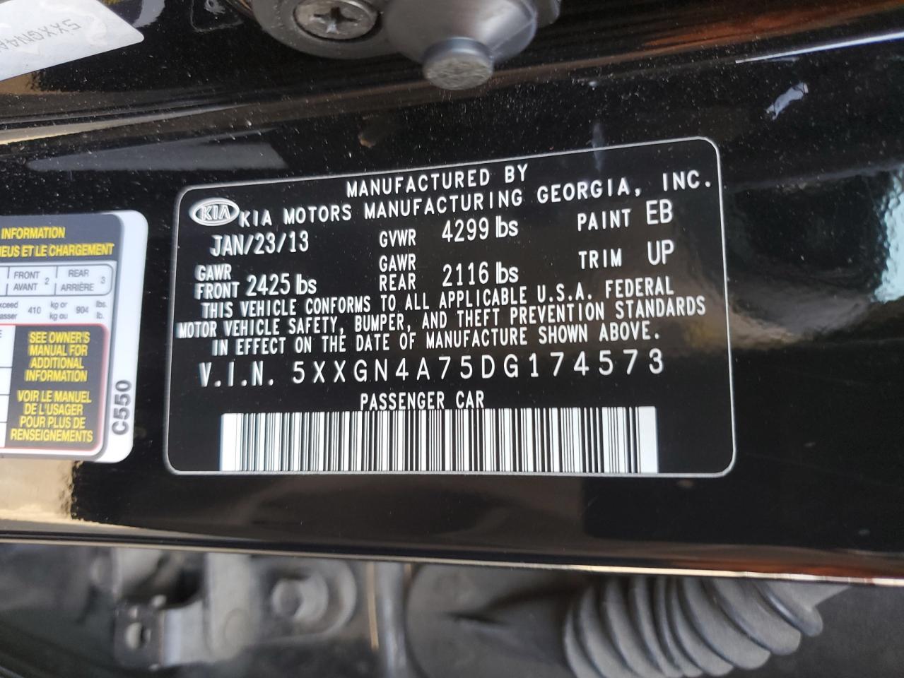 2013 Kia Optima Ex VIN: 5XXGN4A75DG174573 Lot: 56892135