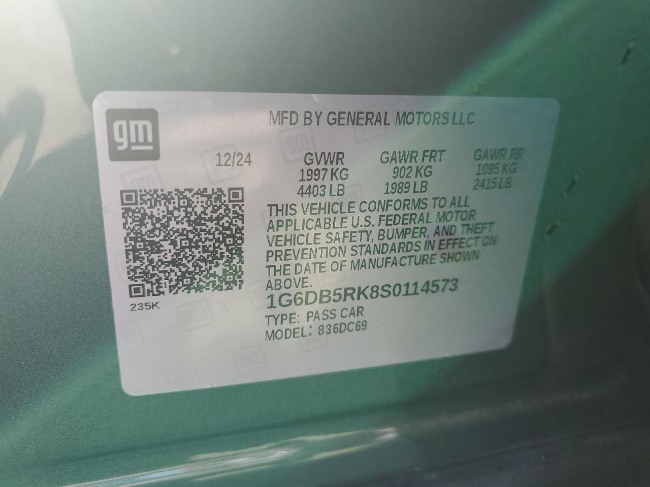 2025 Cadillac Ct4 Premium Luxury VIN: 1G6DB5RK8S0114573 Lot: 56425815