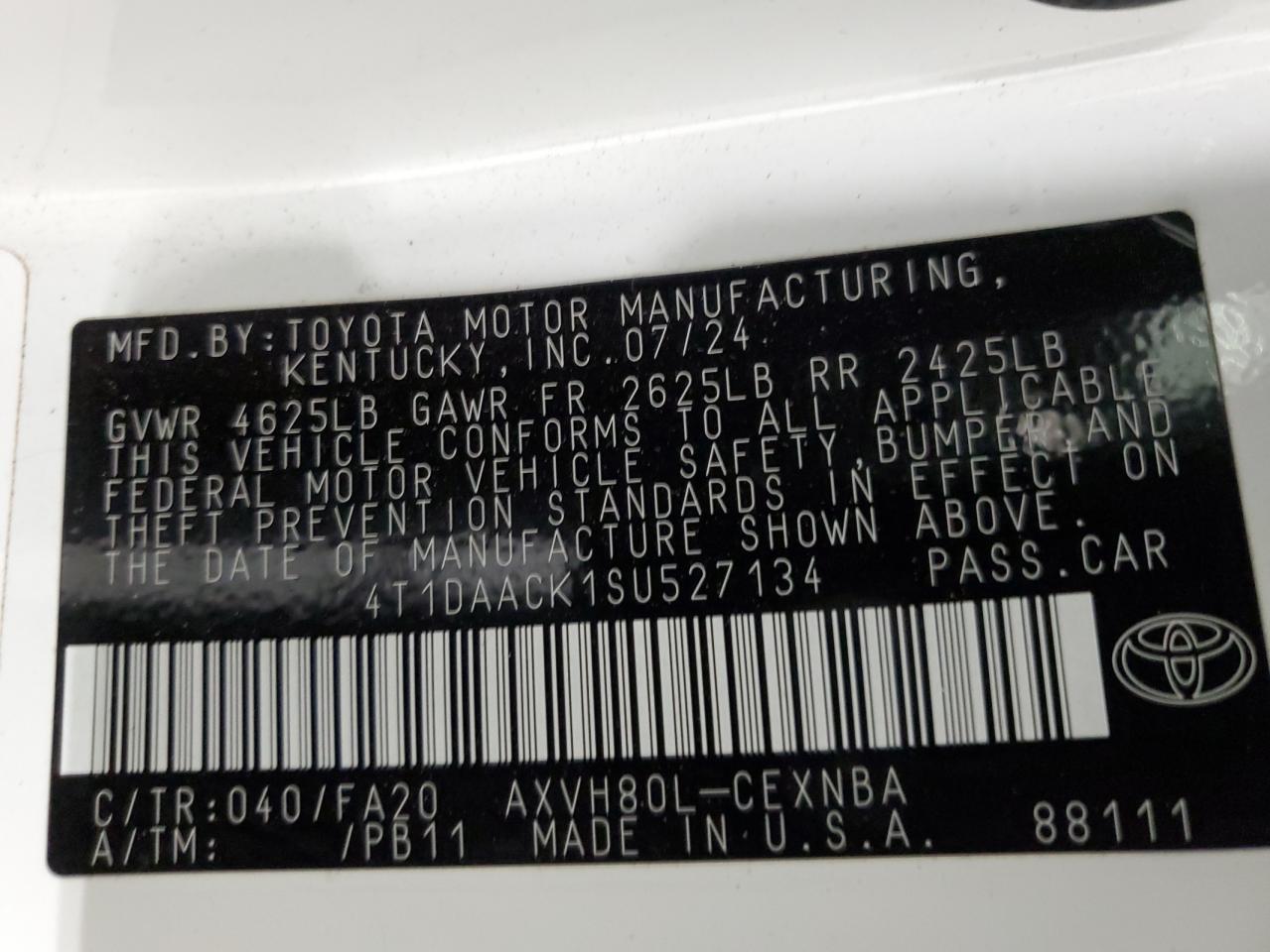 2025 Toyota Camry Xse VIN: 4T1DAACK1SU527134 Lot: 56006465