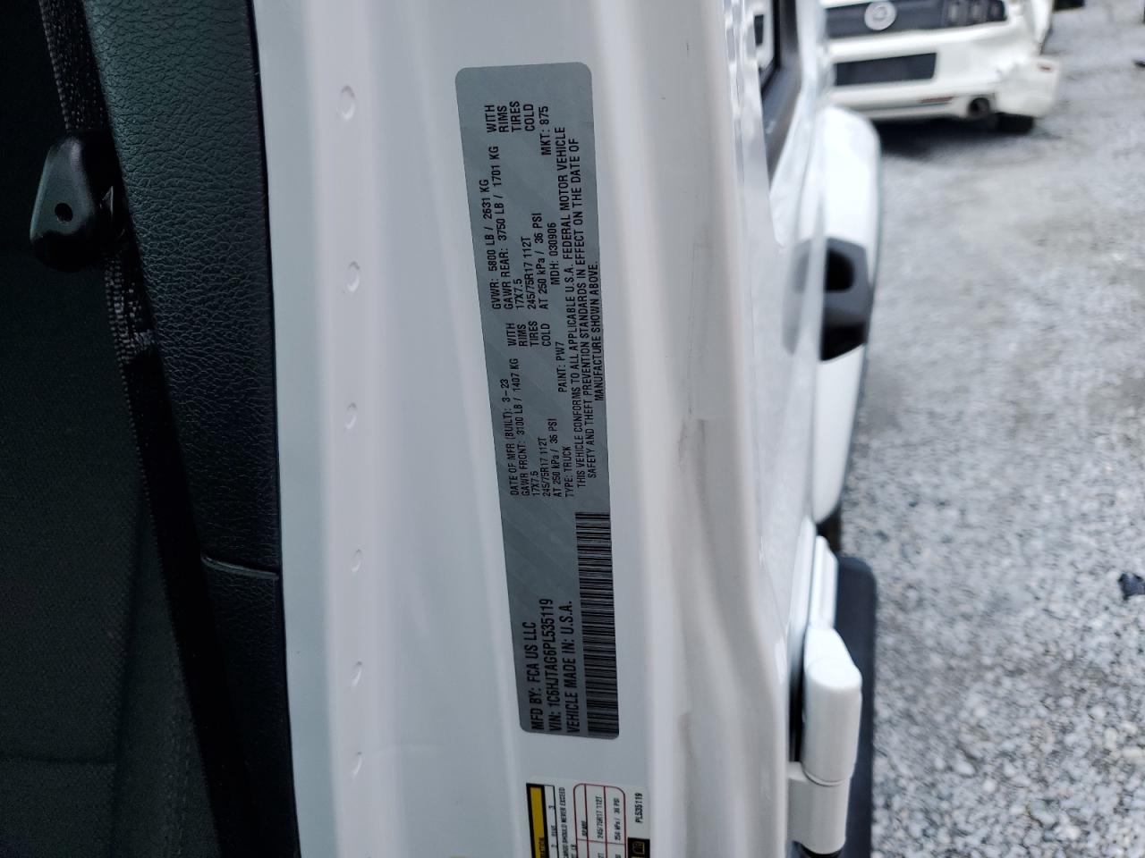 2023 Jeep Gladiator Sport VIN: 1C6HJTAG6PL535119 Lot: 56870905