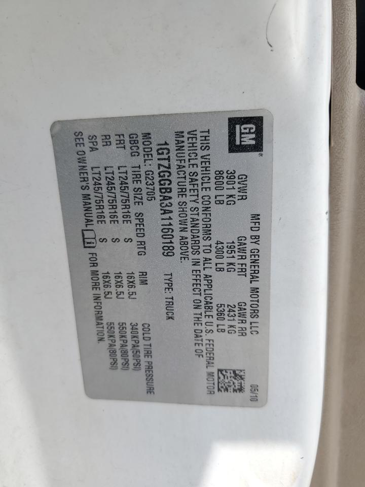 2010 GMC Savana G2500 VIN: 1GTZGGBA3A1160189 Lot: 56111295