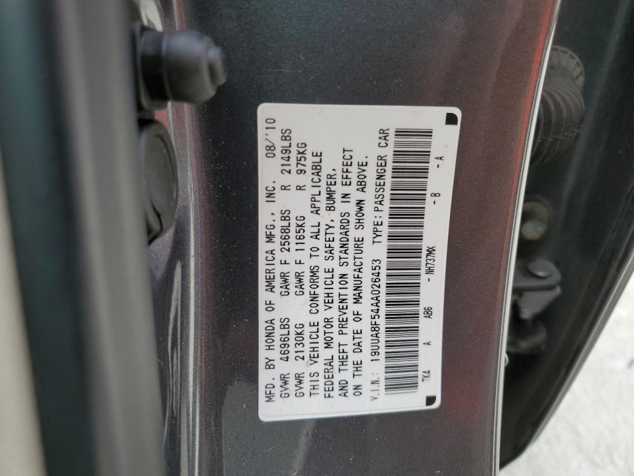 2010 Acura Tl VIN: 19UUA8F54AA026453 Lot: 55782735