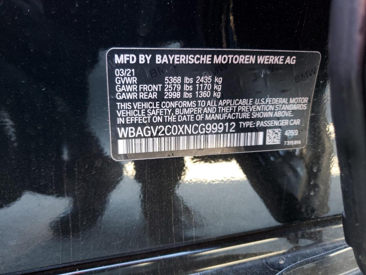 2022 BMW 840I VIN: WBAGV2C0XNCG99912 Lot: 56576685