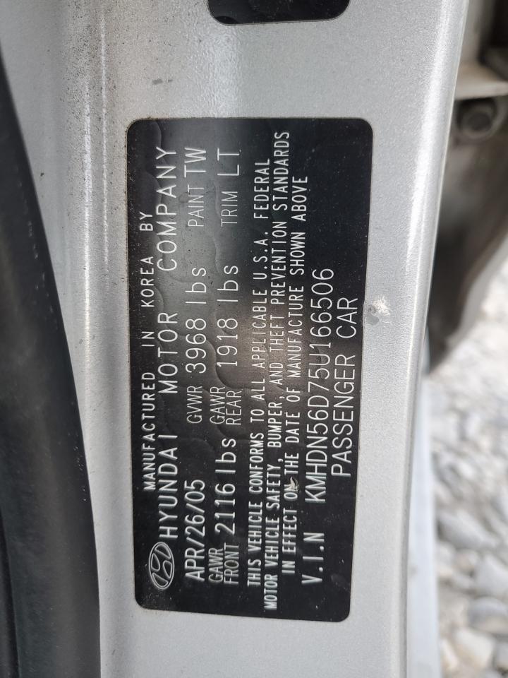 2005 Hyundai Elantra Gls VIN: KMHDN56D75U166506 Lot: 56352065