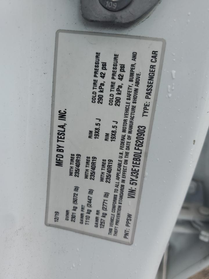2020 Tesla Model 3 VIN: 5YJ3E1EB0LF620903 Lot: 54807185