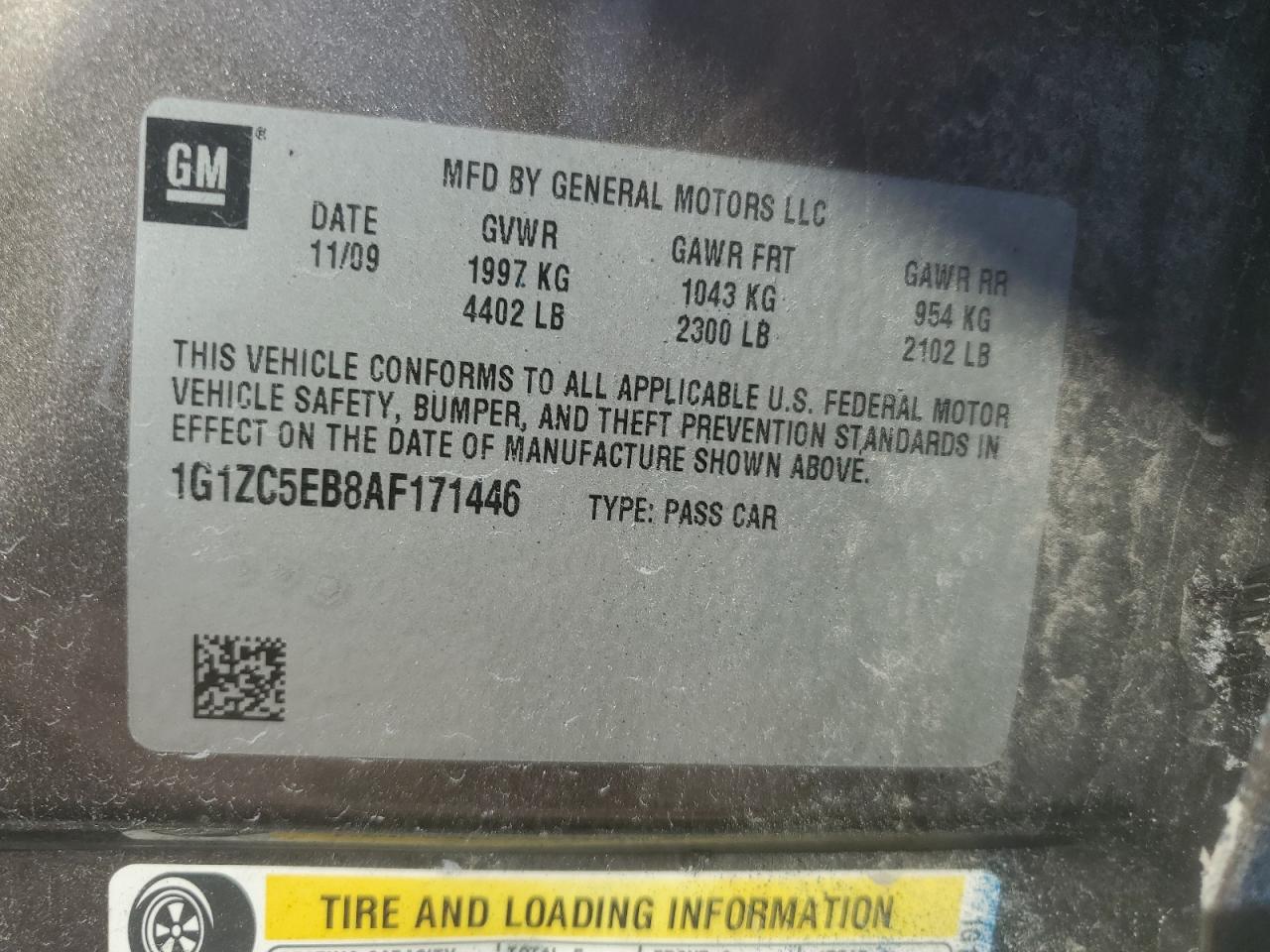 2010 Chevrolet Malibu 1Lt VIN: 1G1ZC5EB8AF171446 Lot: 56719435