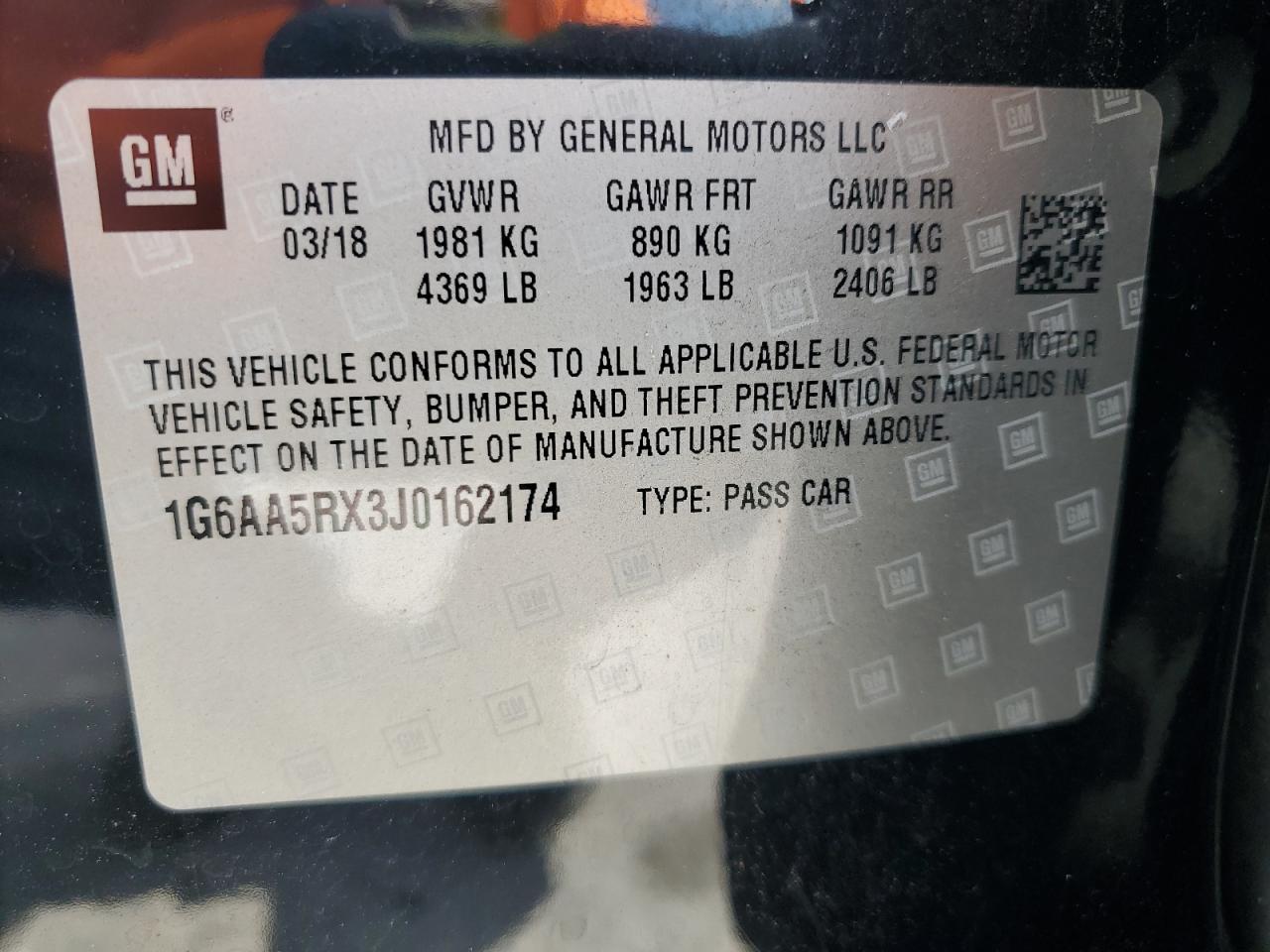 2018 Cadillac Ats VIN: 1G6AA5RX3J0162174 Lot: 56961295