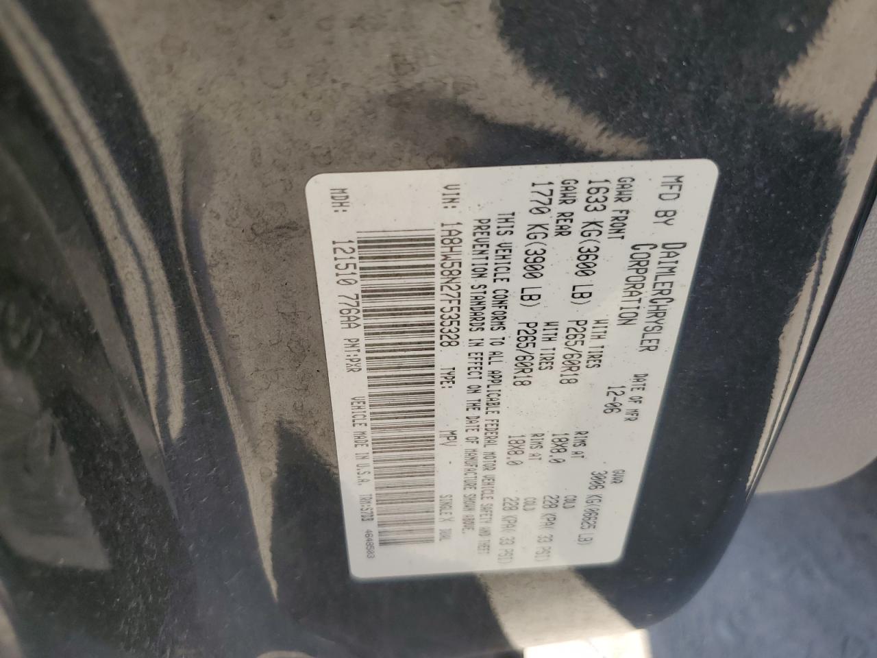 2007 Chrysler Aspen Limited VIN: 1A8HW58N27F535328 Lot: 56377775