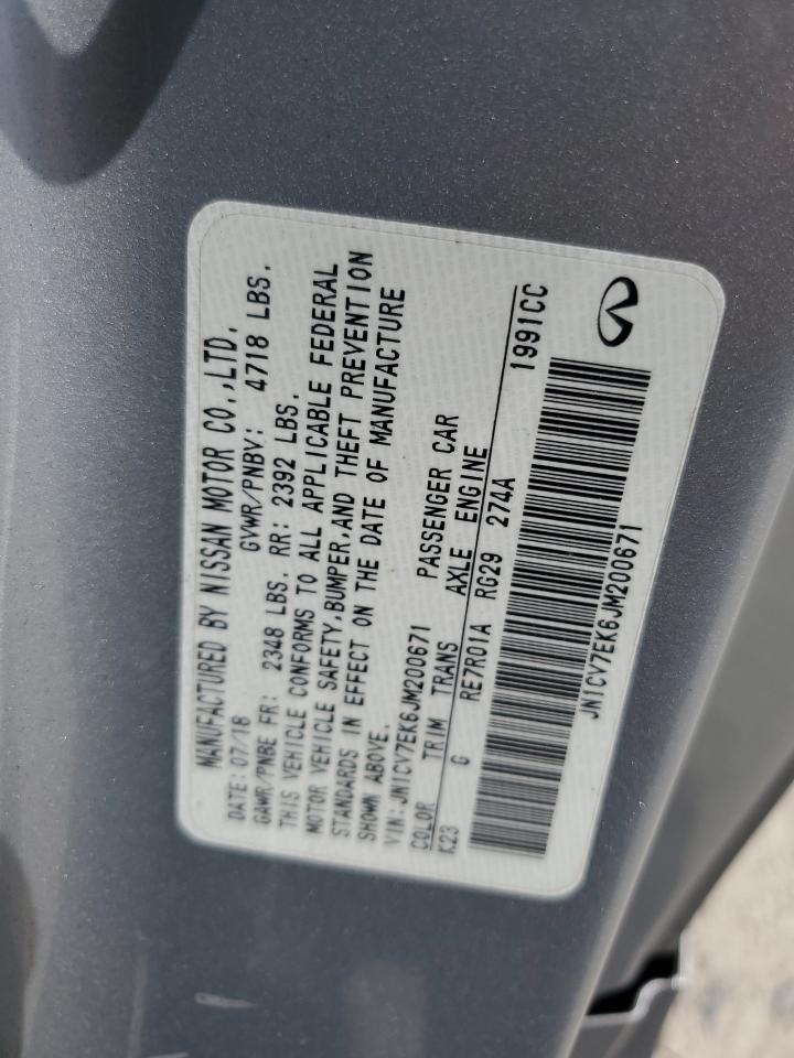 2018 Infiniti Q60 Pure VIN: JN1CV7EK6JM200671 Lot: 58745355