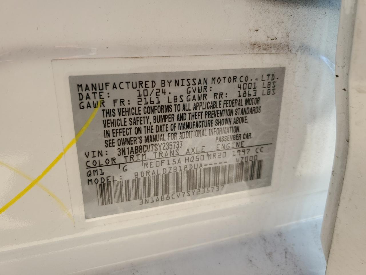 2025 Nissan Sentra Sv VIN: 3N1AB8CV7SY235737 Lot: 55282185