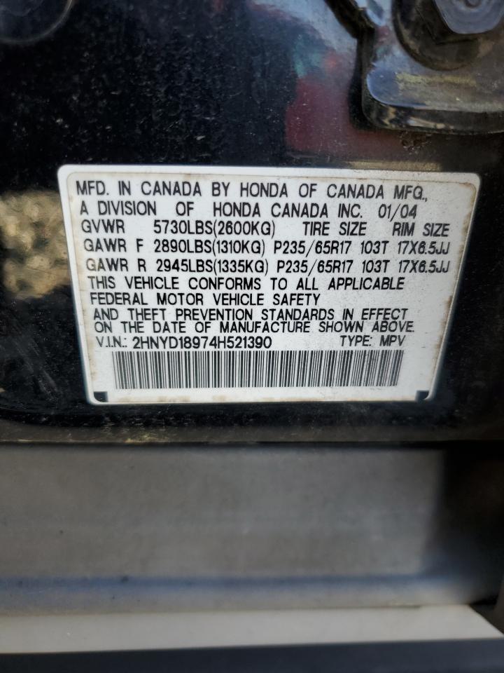 2004 Acura Mdx Touring VIN: 2HNYD18974H521390 Lot: 55932255