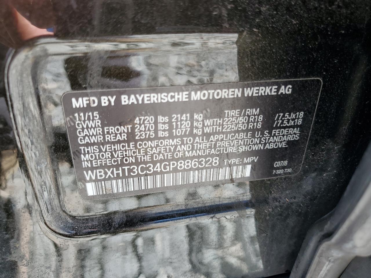 2016 BMW X1 xDrive28I VIN: WBXHT3C34GP886328 Lot: 58886945