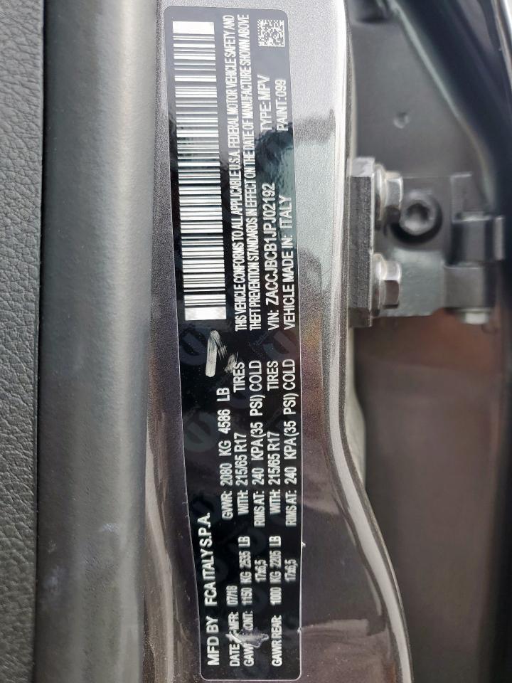 2018 Jeep Renegade Trailhawk VIN: ZACCJBCB1JPJ02192 Lot: 56064425