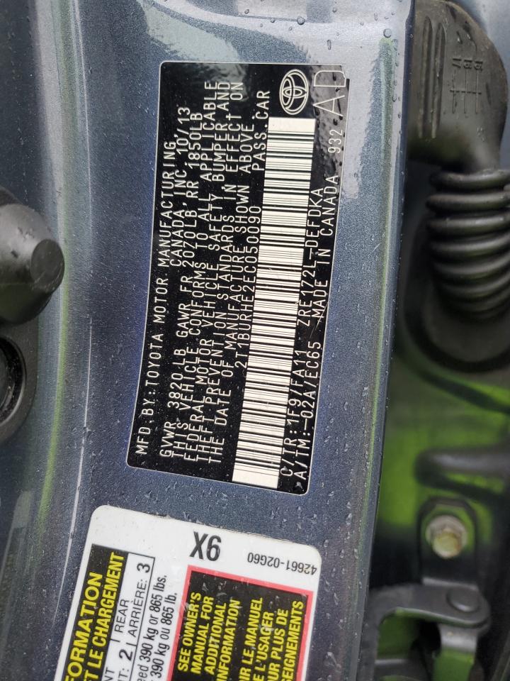 2014 Toyota Corolla L VIN: 2T1BURHE2EC050090 Lot: 57040155
