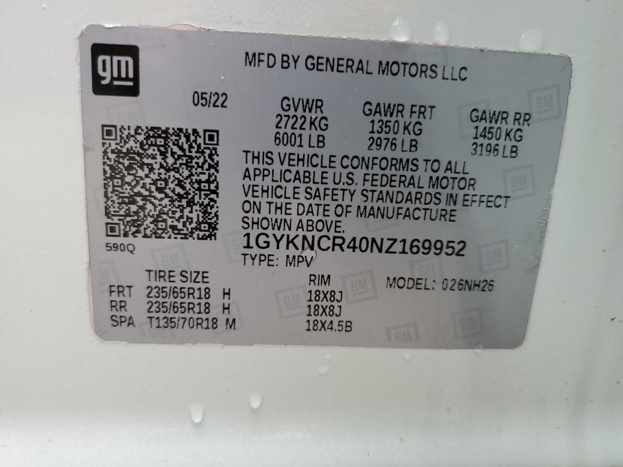 2022 Cadillac Xt5 Premium Luxury VIN: 1GYKNCR40NZ169952 Lot: 54323085