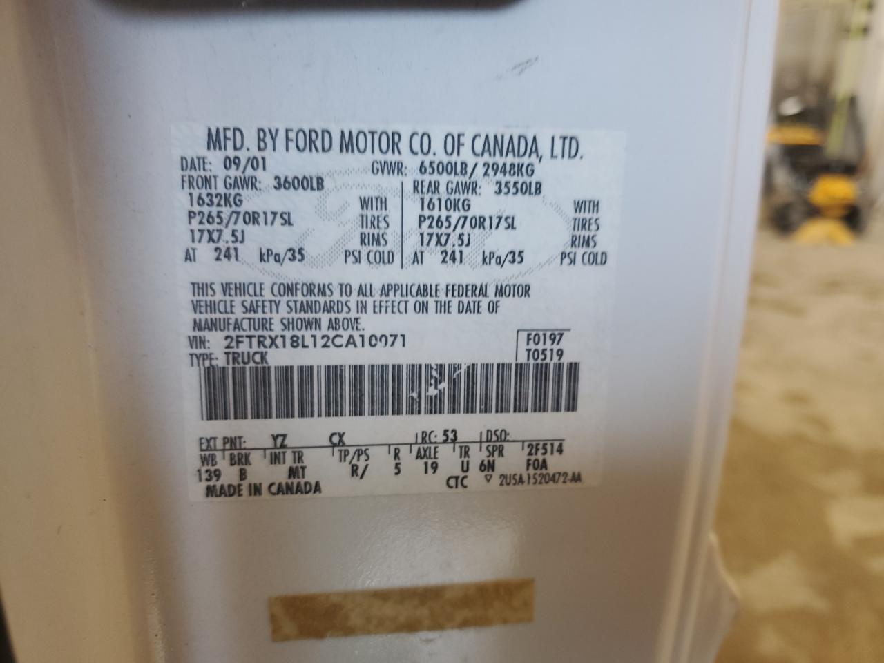 2002 Ford F150 VIN: 2FTRX18L12CA10071 Lot: 56197465