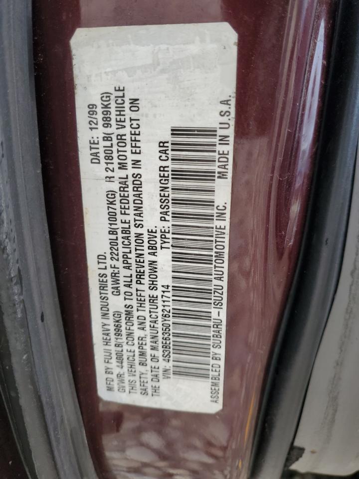 2000 Subaru Legacy L VIN: 4S3BE6350Y6211714 Lot: 55983585