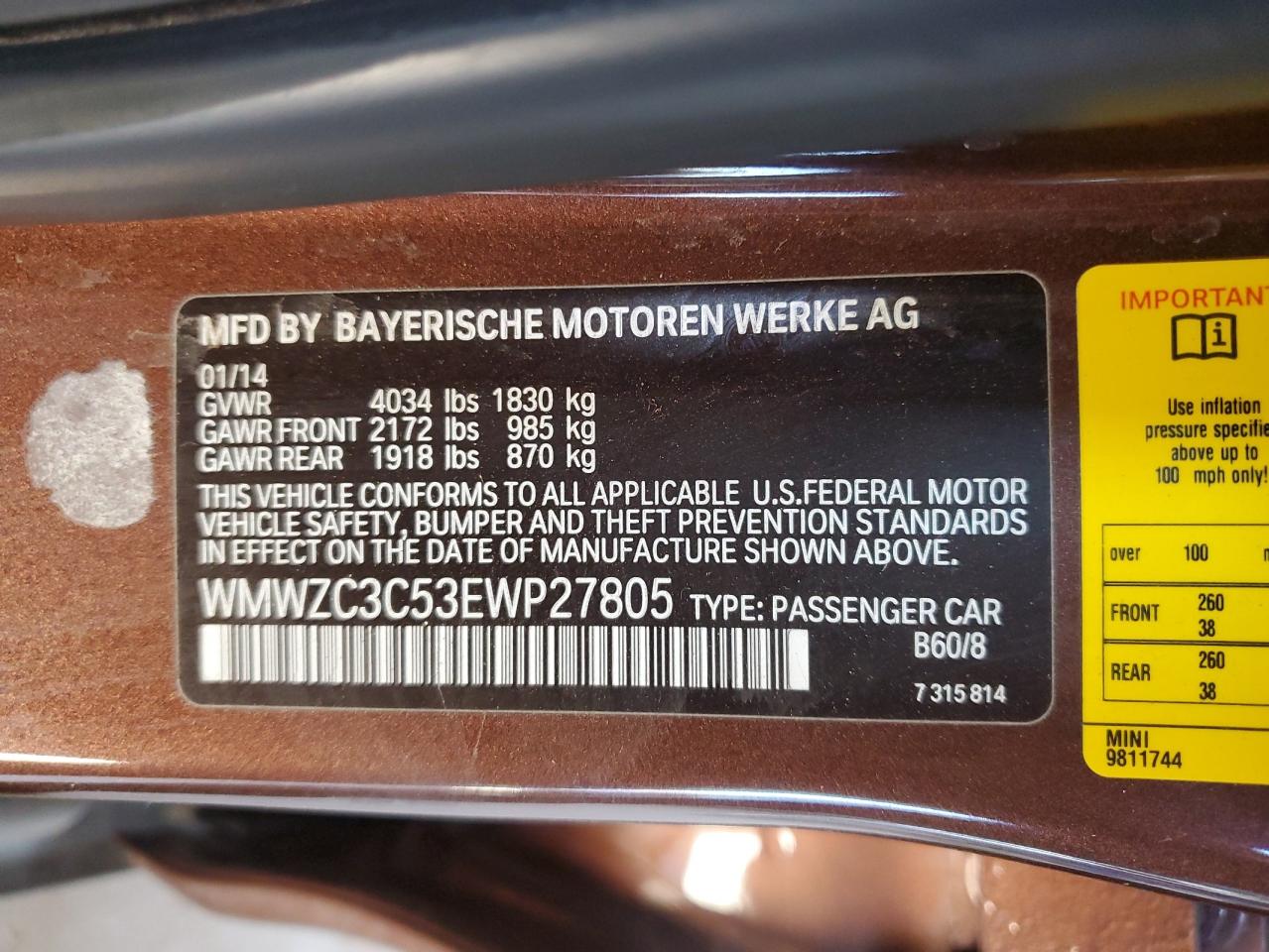 2014 Mini Cooper S Countryman VIN: WMWZC3C53EWP27805 Lot: 56984385