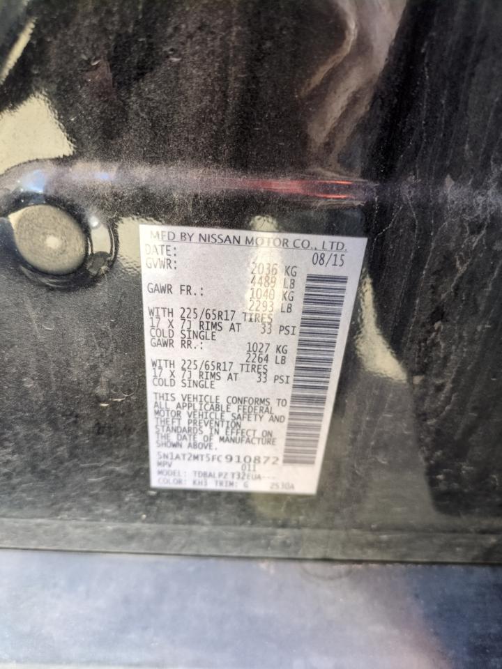 2015 Nissan Rogue S VIN: 5N1AT2MT5FC910872 Lot: 56900795