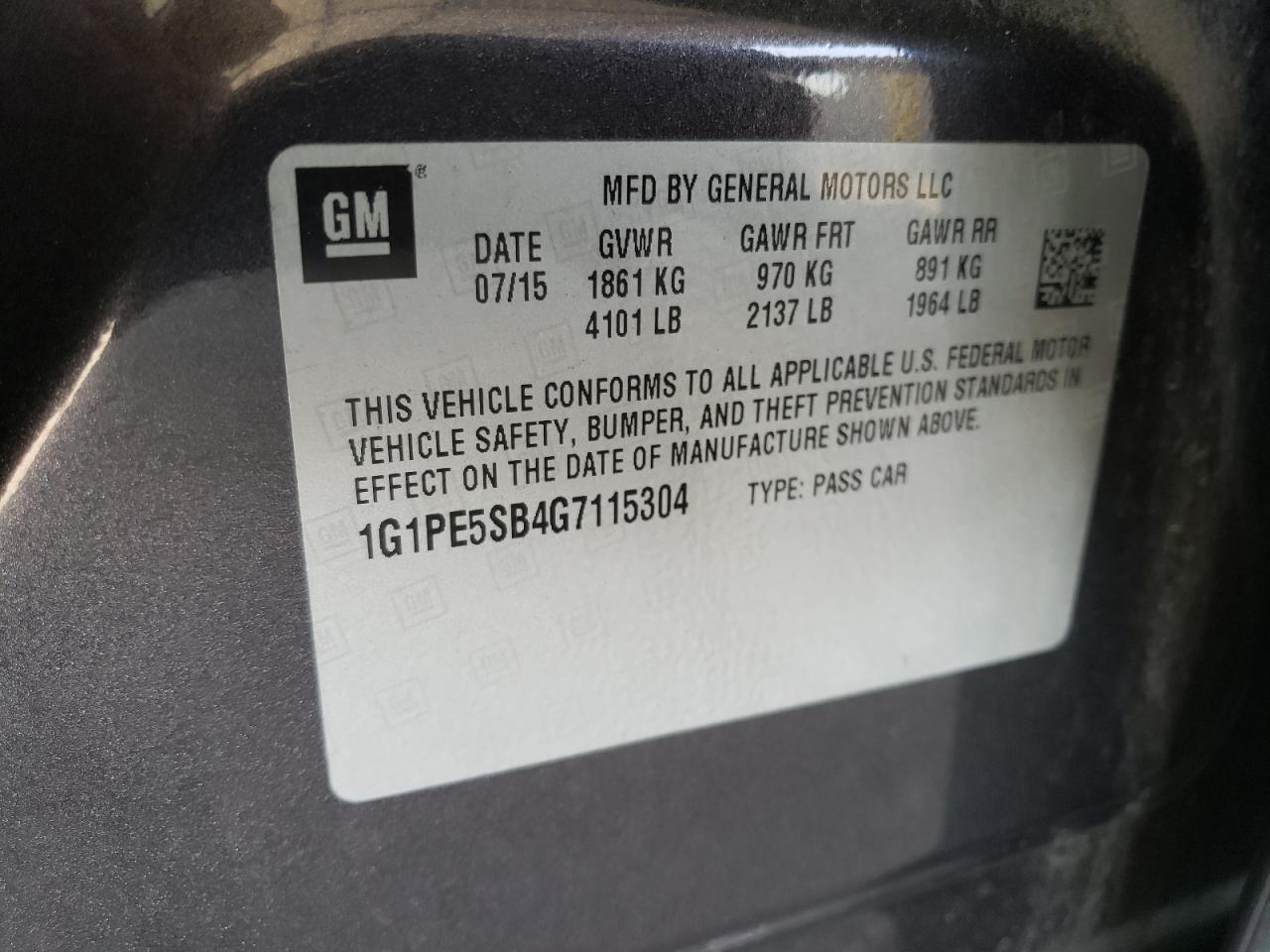 2016 Chevrolet Cruze Limited Lt VIN: 1G1PE5SB4G7115304 Lot: 56253595