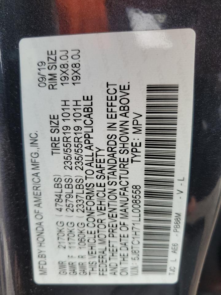 2020 Acura Rdx Advance VIN: 5J8TC1H71LL008558 Lot: 56217635