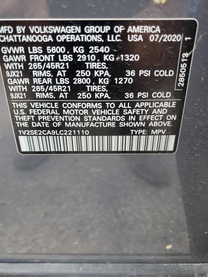 2020 Volkswagen Atlas Cross Sport Sel R-Line VIN: 1V2SE2CA9LC221110 Lot: 58019435