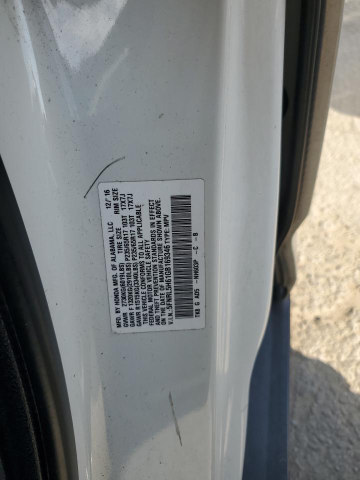 2016 Honda Odyssey Exl VIN: 5FNRL5H61GB169346 Lot: 57245625
