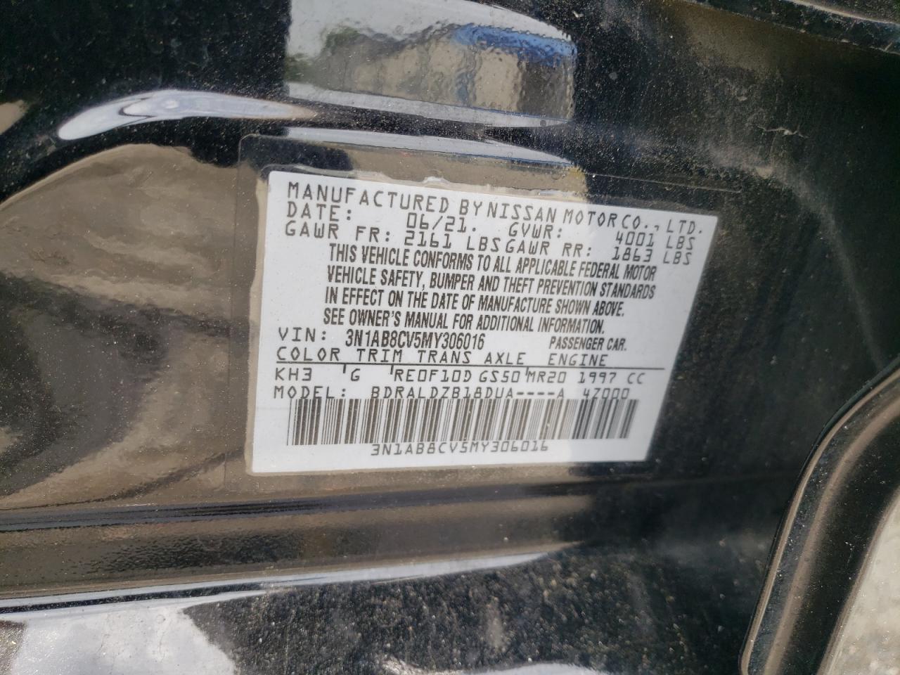 2021 Nissan Sentra Sv VIN: 3N1AB8CV5MY306016 Lot: 56729165