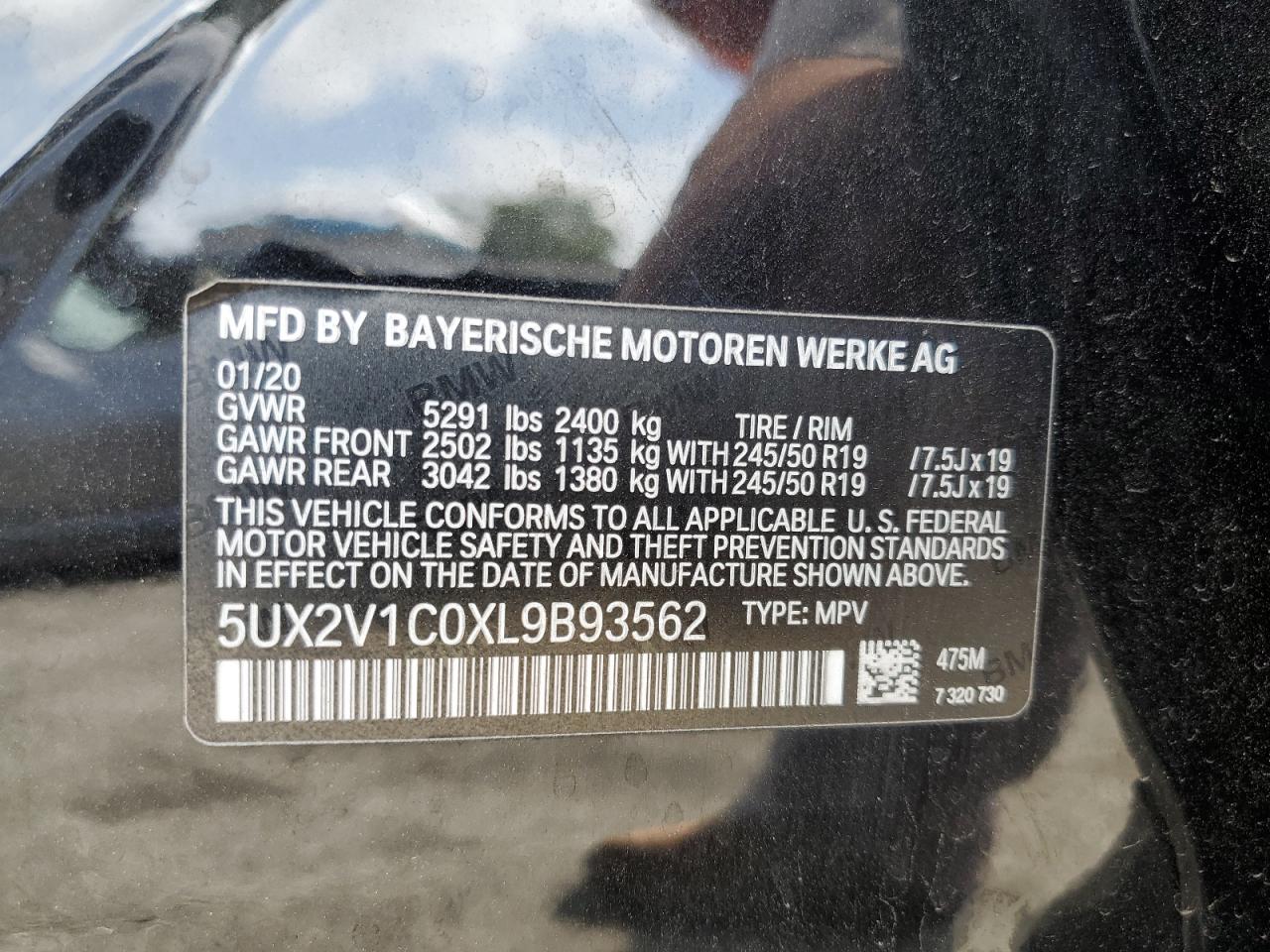2020 BMW X4 xDrive30I VIN: 5UX2V1C0XL9B93562 Lot: 56180595