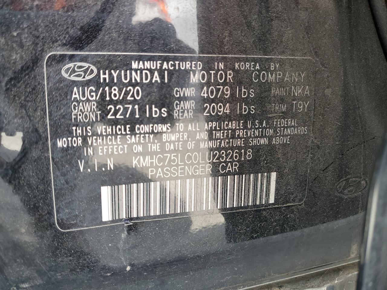 2020 Hyundai Ioniq Se VIN: KMHC75LC0LU232618 Lot: 56603285