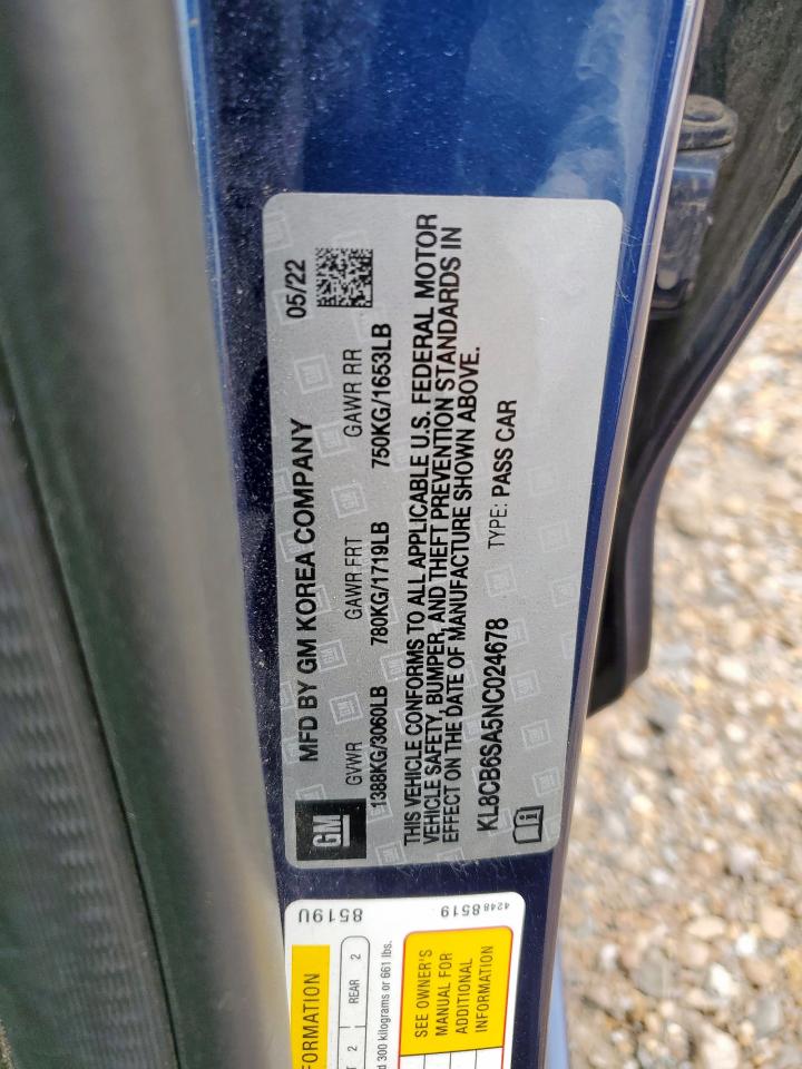 2022 Chevrolet Spark Ls VIN: KL8CB6SA5NC024678 Lot: 56903495