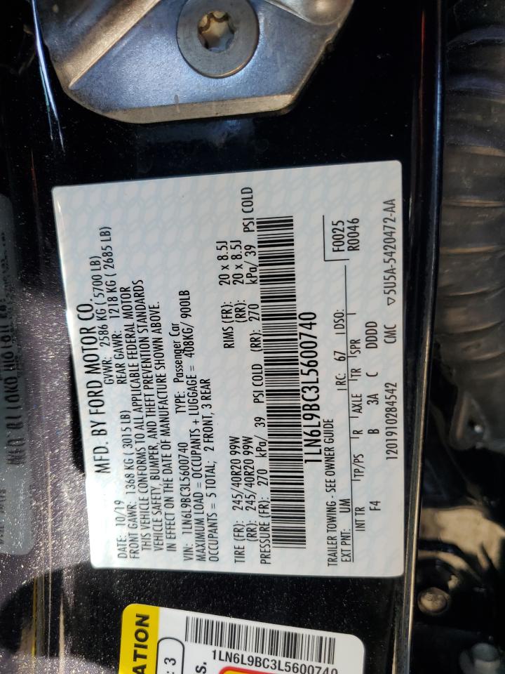 2020 Lincoln Continental Black Label VIN: 1LN6L9BC3L5600740 Lot: 55616665
