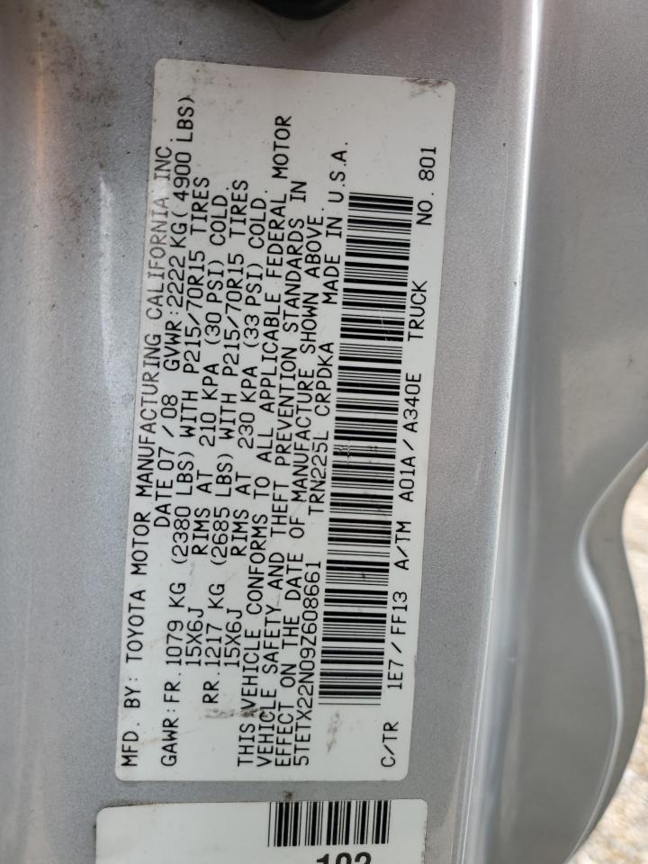2009 Toyota Tacoma Access Cab VIN: 5TETX22N09Z608661 Lot: 56413325
