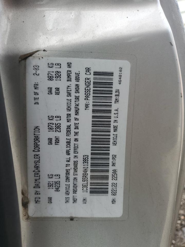 2004 Chrysler Sebring Lxi VIN: 1C3EL55R84N113953 Lot: 54653115
