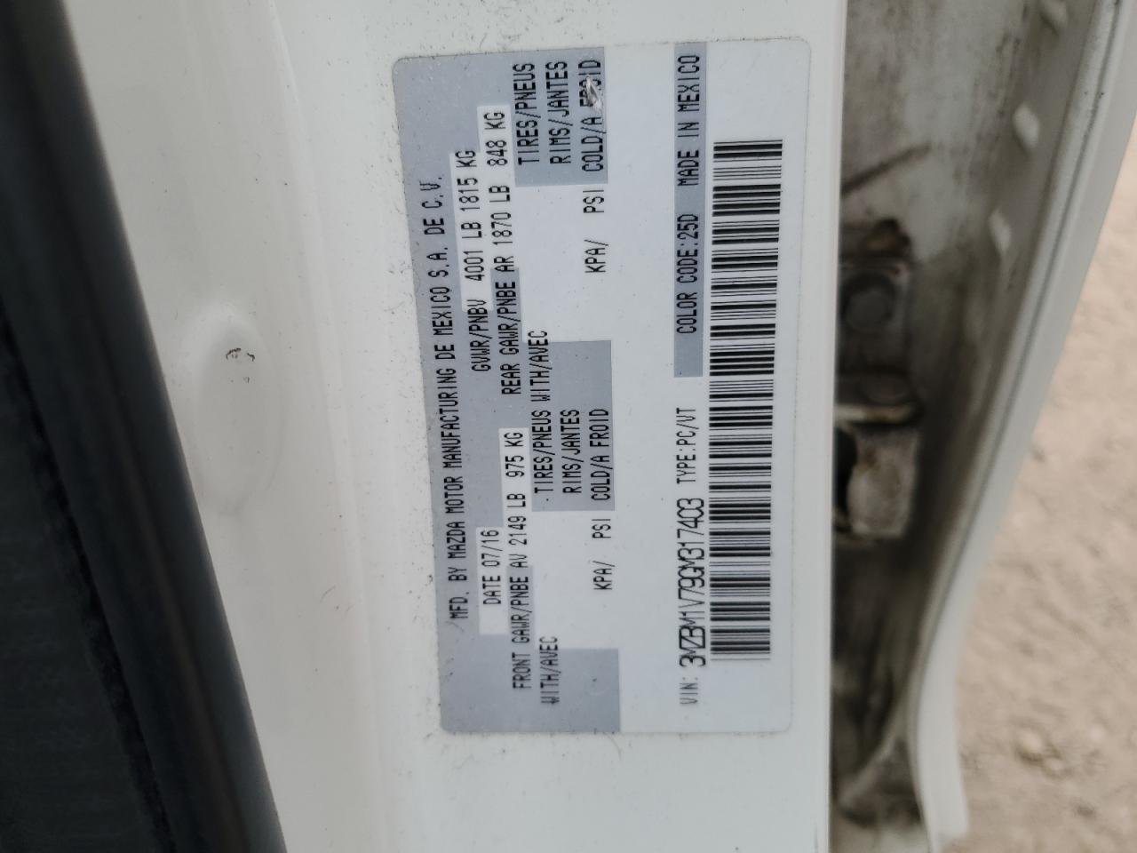 2016 Mazda 3 Touring VIN: 3MZBM1V79GM317403 Lot: 57648725