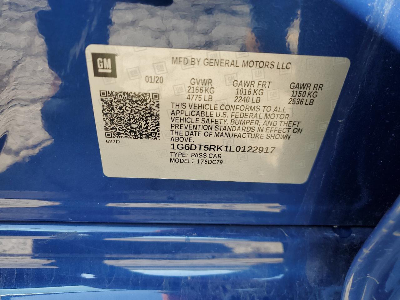 2020 Cadillac Ct5 Premium Luxury VIN: 1G6DT5RK1L0122917 Lot: 56406435