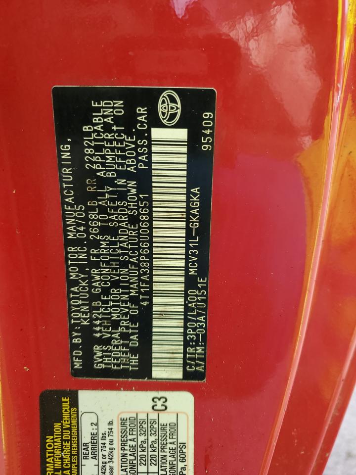 4t1fa38p66u068651 4T1FA38P66U068651 2006 Toyota Camry Solara Se